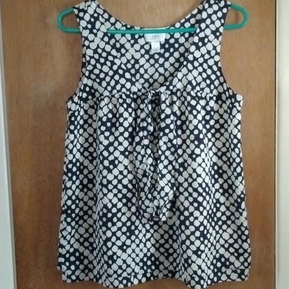 Loft Black and White Double Bow Tank Top Size S - Picture 6 of 8